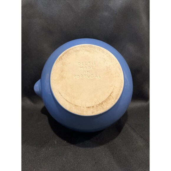 Vintage Deltis 2 Qt. Stoneware Mixing Bowl Blue with Spout Made in Portugal - Picture 6 of 10
